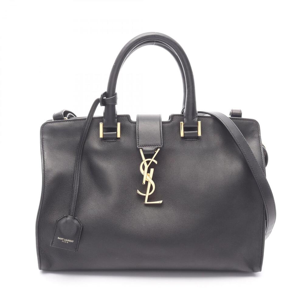 Saint Laurent Paris Cabas Monogram Leather Handbag Black